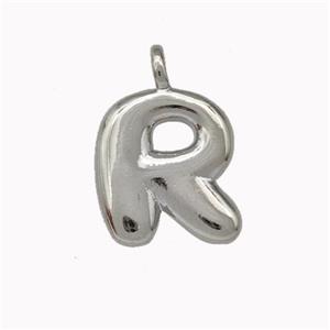 Copper Letter-R Pendant Platinum Plated, approx 12-14mm