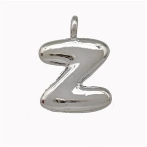 Copper Letter-Z Pendant Platinum Plated, approx 12-14mm