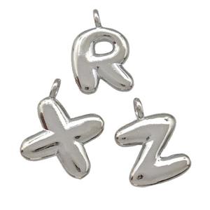 Copper Alphabet Pendant Mixed Letters Platinum Plated, approx 12-14mm