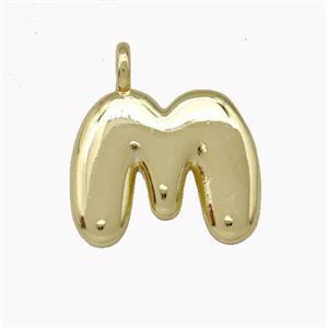 Copper Letter-M Pendant Gold Plated, approx 12-14mm