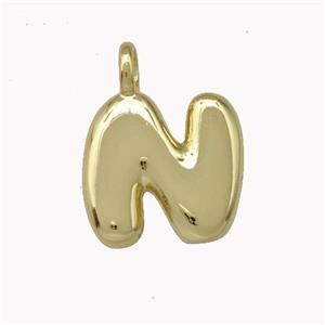 Copper Letter-N Pendant Gold Plated, approx 12-14mm