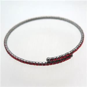 copper bangle pave red rhinestone, black plated, approx 60mm dia