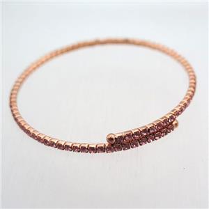 copper bangle pave rhinestone, rose gold, approx 60mm dia