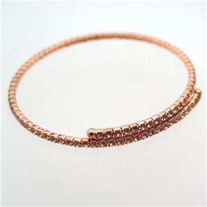 copper bangle pave champagne rhinestone, rose gold, approx 60mm dia