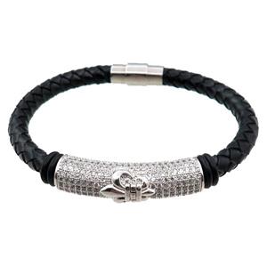 PU leather bracelets with magnetic clasp, approx 6mm, 70mm dia