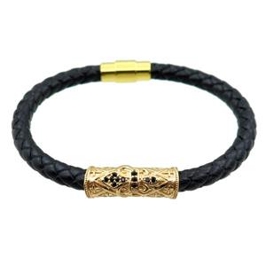 PU leather bracelets with magnetic clasp, approx 6mm, 70mm dia