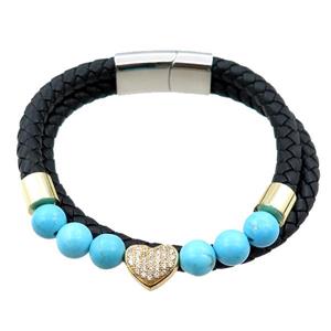 PU leather bracelet with magnetic clasp, approx 12mm, 70mm dia