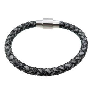 PU leather bracelets with magnetic clasp, approx 6mm, 55mm dia