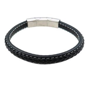 PU leather bracelets with magnetic clasp, approx 8mm, 60mm dia