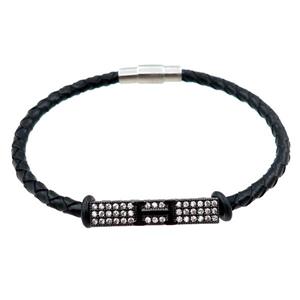 PU leather bracelets with magnetic clasp, approx 4mm, 60mm dia
