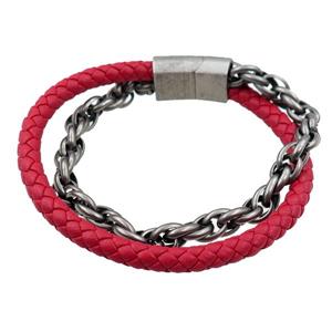 PU leather bracelets with magnetic clasp, approx 6mm, 7mm, 70mm dia
