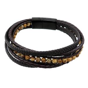 PU leather bracelets with magnetic clasp, approx 13mm, 70mm dia