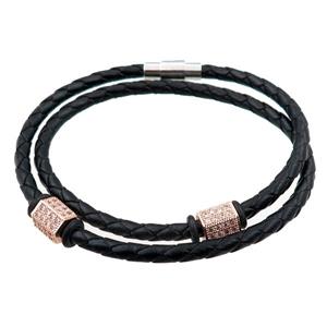PU leather bracelets with magnetic clasp, approx 4mm, 60mm dia