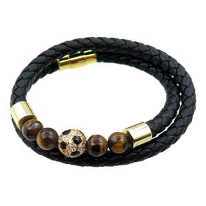 PU leather bracelets with magnetic clasp, approx 6mm, 60mm dia