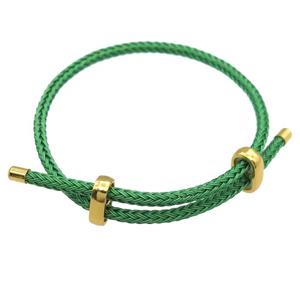 green Tiger Tail Steel Bracelet, adjustable, approx 3mm thickness