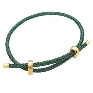 darkgreen Tiger Tail Steel Bracelet, adjustable, approx 3mm thickness