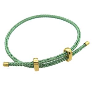 green Tiger Tail Steel Bracelet, adjustable, approx 3mm thickness