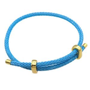 skyblue Tiger Tail Steel Bracelet, adjustable, approx 3mm thickness