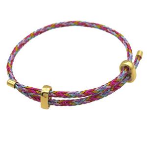 Tiger Tail Steel Bracelet, adjustable, multicolor, approx 3mm thickness