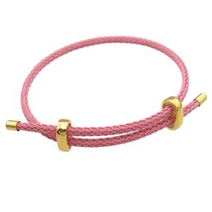 pink Tiger Tail Steel Bracelet, adjustable, approx 3mm, 23cm length
