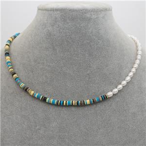Pearl Necklace with polymer clay, approx 4mm, 40-45cm length