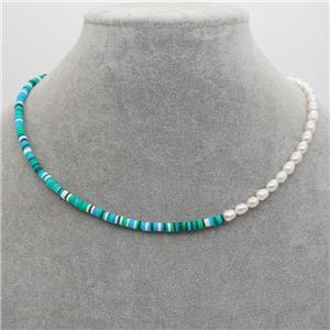 Pearl Necklace with polymer clay, approx 4mm, 40-45cm length