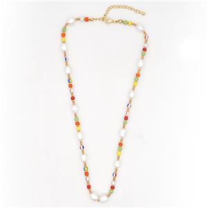 Pearl Necklace with glass seed beads, approx 6mm, 40-45cm length