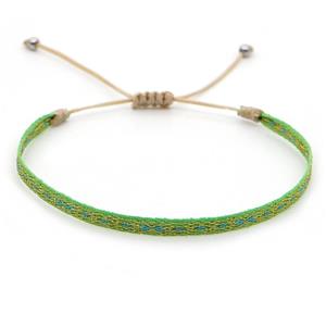 nepal style Handmade braid Bracelet, adjustable, green, approx 4-6mm, 16-24cm length