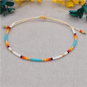 handmade miyuki glass Bracelet, adjustable, approx 2mm, 16-24cm length