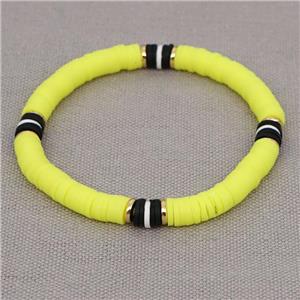 yellow Polymer Clay Bracelet, stretchy, approx 6mm, 16cm length