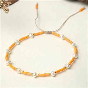 handmade miyuki seed glass Bracelet with Pearl, adjustable, approx 3mm, 16-24cm length