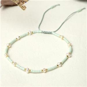 handmade miyuki glass Bracelet with Pearl, adjustable, approx 3mm, 16-24cm length