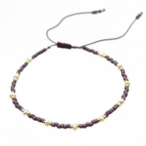 handmade miyuki glass Bracelet with Pearl, adjustable, approx 3mm, 16-24cm length