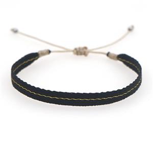 Handmade braid Bracelet, adjustable, black, approx 6mm, 16-24cm length
