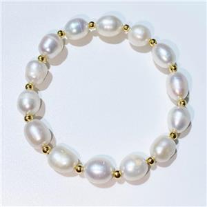 Pearl Bracelet with 14k copper, stretchy, approx 8mm, 17cm length