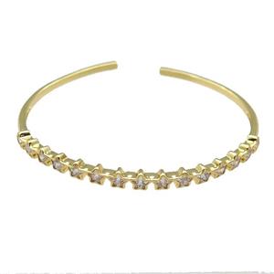 Copper Bangle Pave Zircon Star Gold Plated, approx 5mm, 55-60mm
