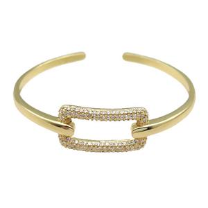 Copper Bangle Pave Zircon Gold Plated, approx 15-30mm, 55-60mm