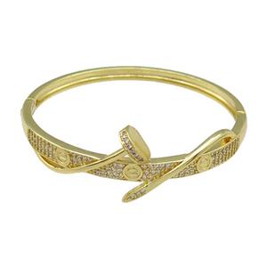 Copper Bangle Pave Zircon Gold Plated, approx 20mm, 55mm