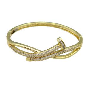 Copper Bangle Pave Zircon Gold Plated, approx 20mm, 50-55mm