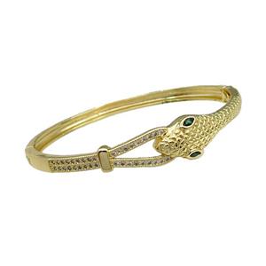 Copper Snake Bangle Pave Zircon Gold Plated, approx 12mm, 50-60mm