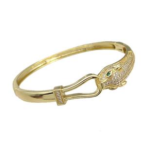 Copper Leopard Bangle Pave Zircon Gold Plated, approx 11mm, 50-55mm