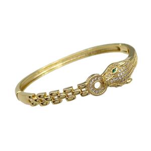 Copper Leopard Bangle Pave Zircon Gold Plated, approx 11mm, 50-55mm