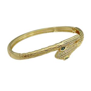 Copper Snake Bangle Pave Zircon Gold Plated, approx 13mm, 50-55mm
