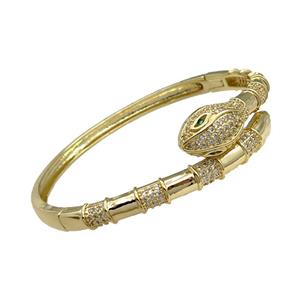 Copper Snake Bangle Pave Zircon Gold Plated, approx 16mm, 50-55mm