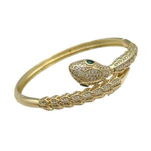 Copper Snake Bangle Pave Zircon Gold Plated, approx 20mm, 55-60mm
