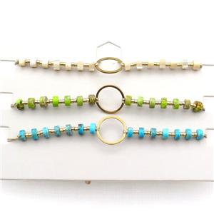 Mix Gemstone Bracelet Heishi Adjustable, approx 12mm, 4mm, 16-24cm length