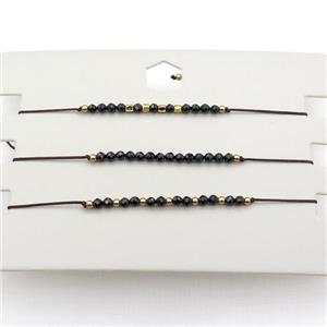 Black Spinel Bracelet Adjustable, approx 1.8-2.5mm, 16-23cm length