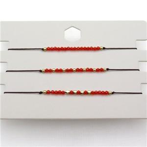 Red Cubic Zircon Bracelet Adjustable, approx 1.8-2.5mm, 16-23cm length