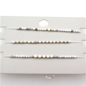 White Howlite Turquoise Bracelet Adjustable, approx 1.8-2.5mm, 16-23cm length