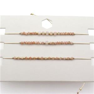 Peach Sunstone Bracelet Adjustable, approx 1.8-2.5mm, 16-23cm length